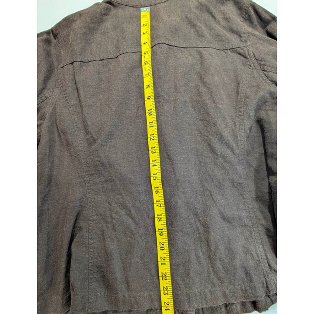 CJ Banks Top Womens 2X Brown Linen Shacket Career Capsule Minimalist Utility - Picture 9 of 13
